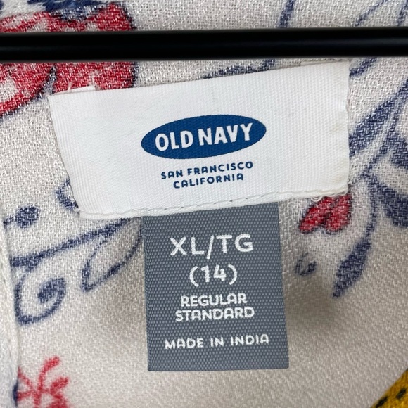 Old Navy Girls Cinch Waist Cream Multicolor Floral Print Skater Dress Size XL 14 - Picture 7 of 10